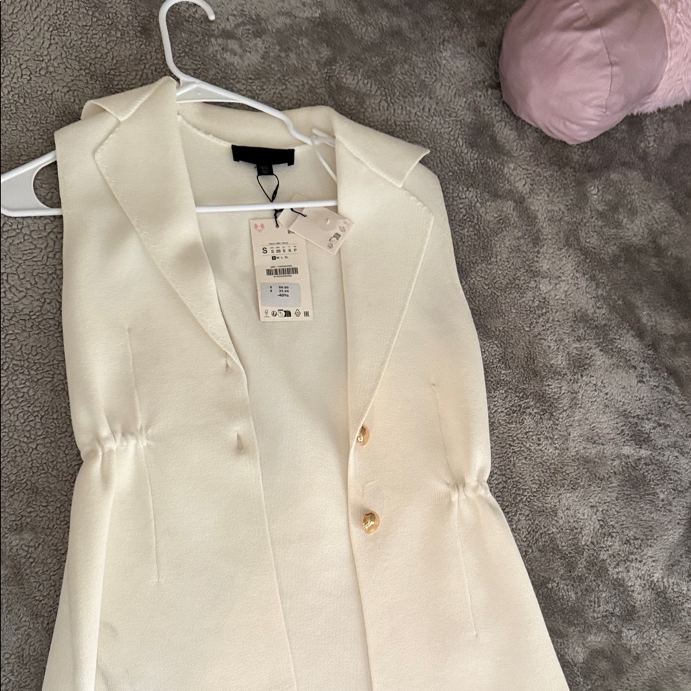 Zara Cream Vest with Gold Buttons